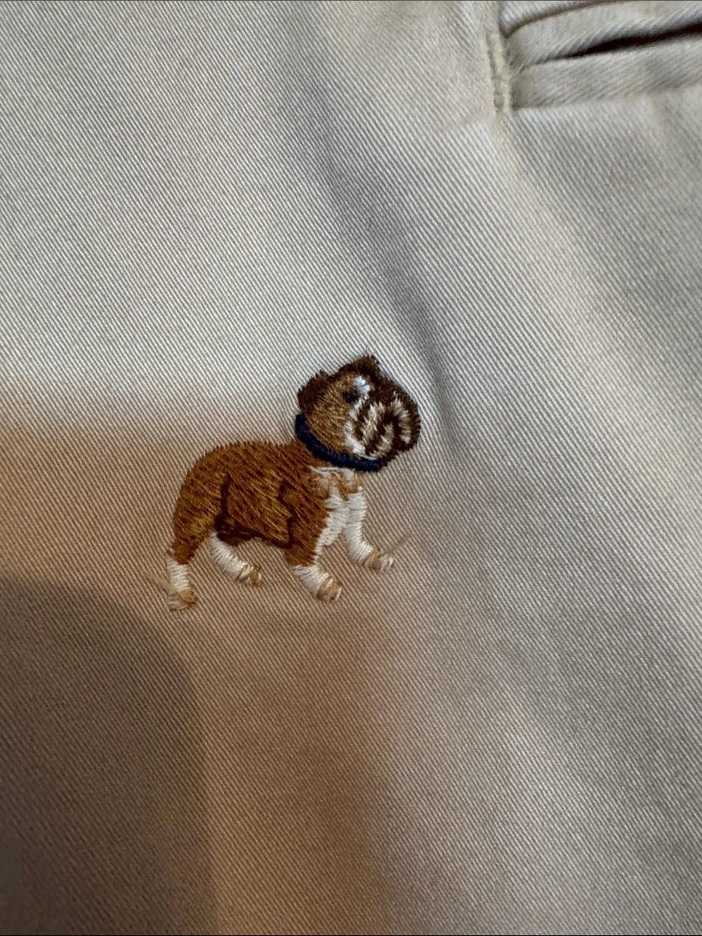 Polo by Ralph Lauren Tan Embroidered Dog Chino Shorts